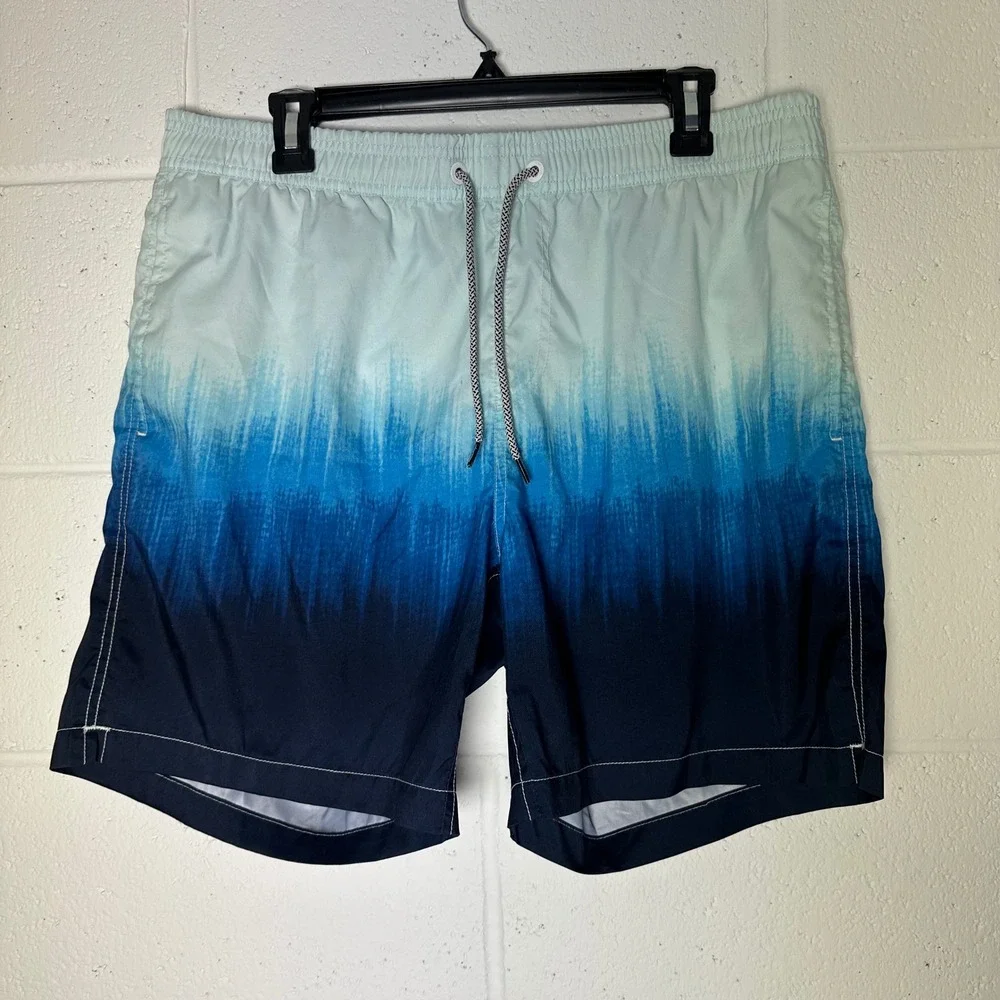 Maamgic Swim Trunks‎ Gradient Blue Swim Shorts with Liner mens XL